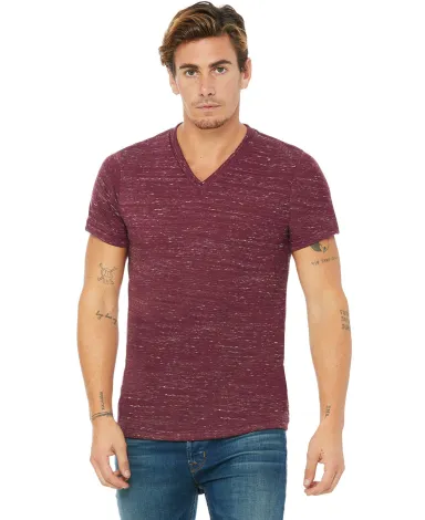 BELLA+CANVAS 3005 Cotton V-Neck T-shirt in Maroon marble front view