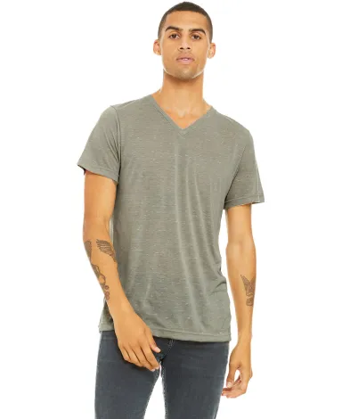 BELLA+CANVAS 3005 Cotton V-Neck T-shirt in Stone marble front view