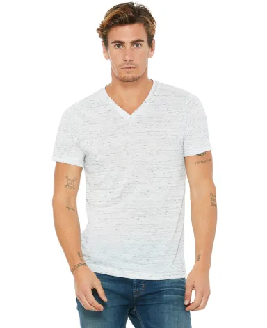BELLA+CANVAS 3005 Cotton V-Neck T-shirt in White marble front view