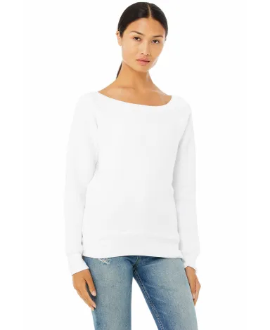 BELLA 7501 Womens Fleece Pullover Sweatshirt in Solid wht trblnd front view