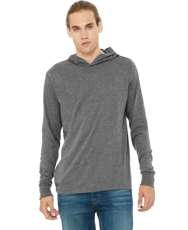 BELLA+CANVAS 3512 Unisex Jersey Hooded T-Shirt in Deep heather front view