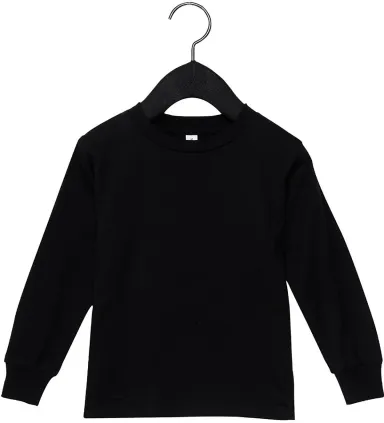 Bella + Canvas 3501T Toddler Jersey Long Sleeve Te in Black front view