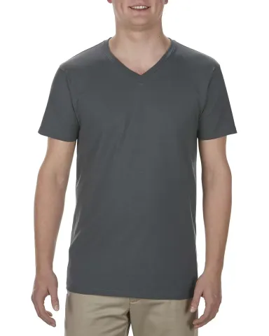 5300 ALSTYLE Adult V-neck Tee CHARCOAL front view