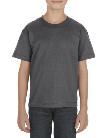 3381 ALSTYLE Youth Retail Short Sleeve Tee in Charcoal heather front view