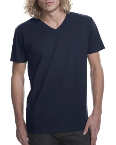 Next Level 3200 Fitted Short Sleeve V in Midnight navy front view