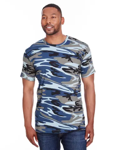 Code V 3907 Adult Camo Tee BLUE WOODLAND front view