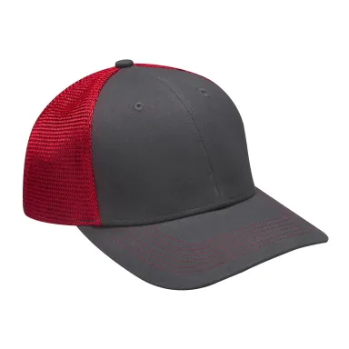 Adams Hats PR102 Brushed Cotton/Soft Mesh Trucker  in Red front view