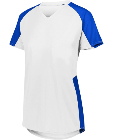 Augusta Sportswear 1522 Ladies' Cutter Jersey T-Sh in White/ royal front view