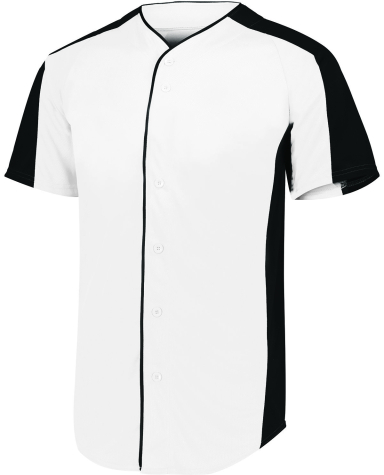 Augusta Sportswear 1656 Youth Full-Button Baseball in White/ black front view