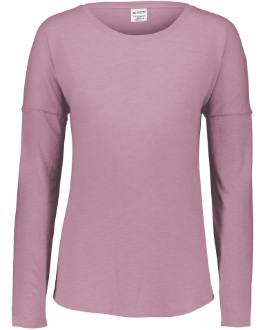 Augusta Sportswear 3077 Ladies' Tri-Blend Long Sle in Dusty rose hthr front view