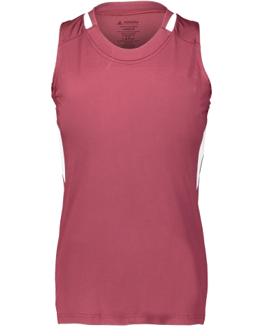 Augusta Sportswear 2436 Ladies' Crossover Tank in Maroon/ white front view