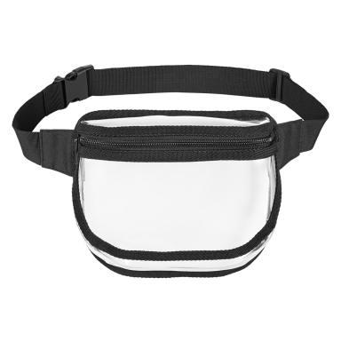 BAGedge BE264 Unisex Clear PVC Fanny Pack in Black front view