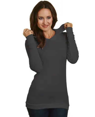 Bayside Apparel 3425 5 oz., Junior's Long-Sleeve T in Charcoal front view