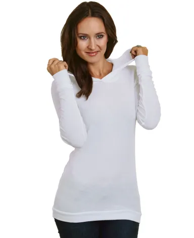 Bayside Apparel 3425 5 oz., Junior's Long-Sleeve T in White front view
