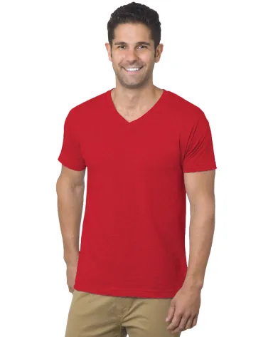 Bayside Apparel 5025 Unisex 4.2 oz., Fine Jersey V in Red front view