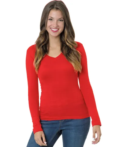 Bayside Apparel 3415 Junior's 4.2 oz.,  Fine Jerse in Red front view