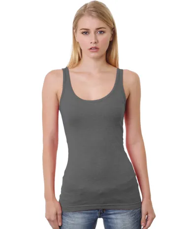 Bayside Apparel 3410 Junior's 4.2 oz., Fine Jersey in Charcoal front view