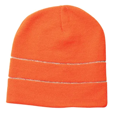 Bayside Apparel 3715 100% Acrylic Beanie in Bright orange front view