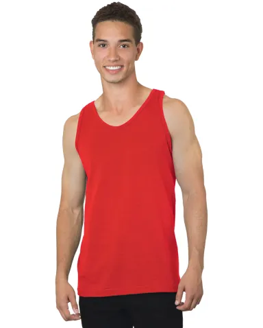 Bayside Apparel 6500 Men's 6.1 oz., 100% Cotton Ta in Red front view