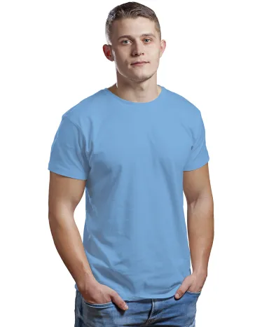 Bayside Apparel 9500 Unisex 4.2 oz., 100% Cotton F in Sky blue front view