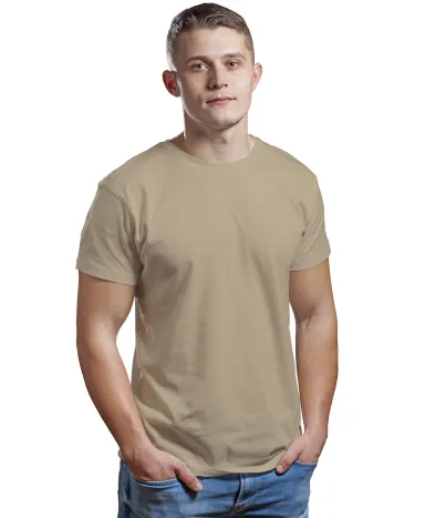 Bayside Apparel 9500 Unisex 4.2 oz., 100% Cotton F in Khaki front view