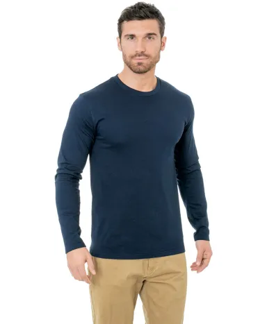 Bayside Apparel 9550 Unisex Fine Jersey Long-Sleev in Navy front view