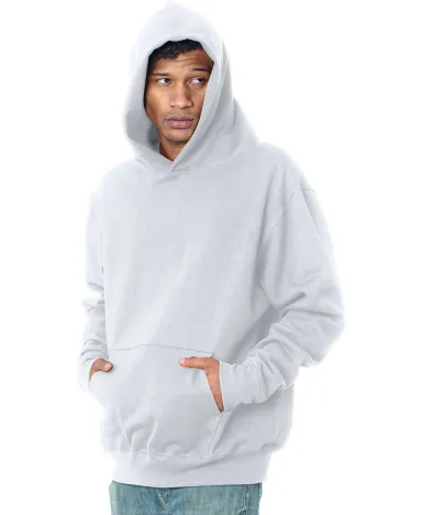 Bayside Apparel 4000 Adult Super Heavy Hooded Swea in White front view
