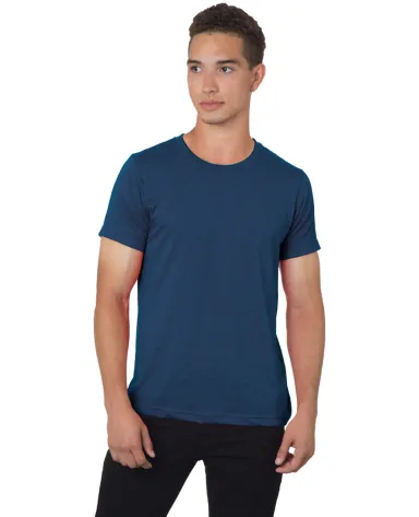 Bayside Apparel 9510 Unisex 4.2 oz., 50/50 Fine Je in Heather navy front view