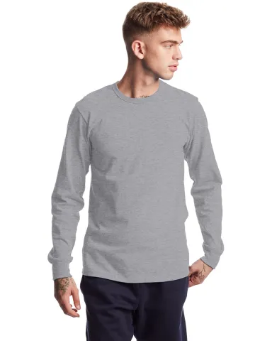 Champion Clothing T453 Unisex Heritage Long-Sleeve in Oxford gray front view