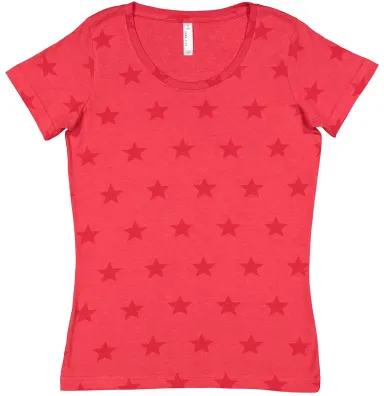 Code V 3629 Ladies' Five Star T-Shirt RED STAR front view