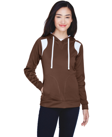 Core 365 TT30W Ladies' Elite Performance Hoodie SPORT DARK BROWN front view