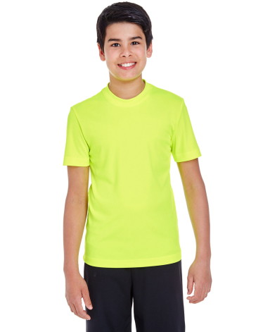 Team 365 TT11Y Youth Zone Performance T-Shirt in Safety yellow front view