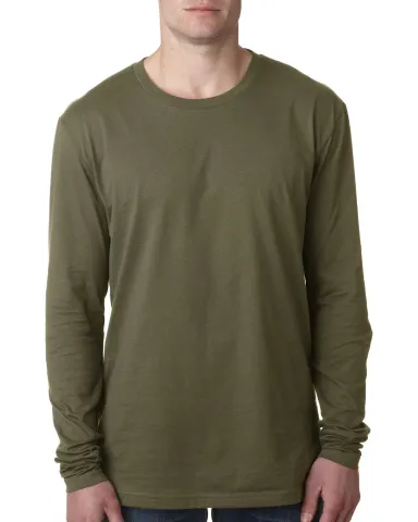 Next Level 3601 Men's Long Sleeve Crew in Military green front view
