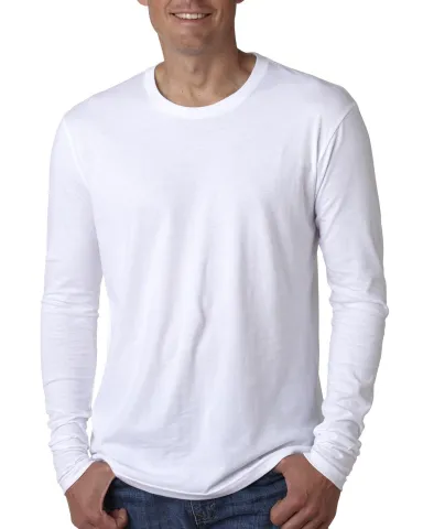 Next Level 3601 Men's Long Sleeve Crew in White front view