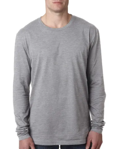 Next Level 3601 Men's Long Sleeve Crew in Heather gray front view