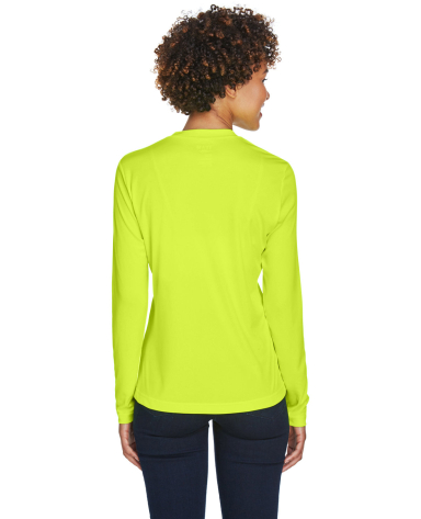 Team 365 TT11WL Ladies' Zone Performance Long-Slee in Safety yellow front view