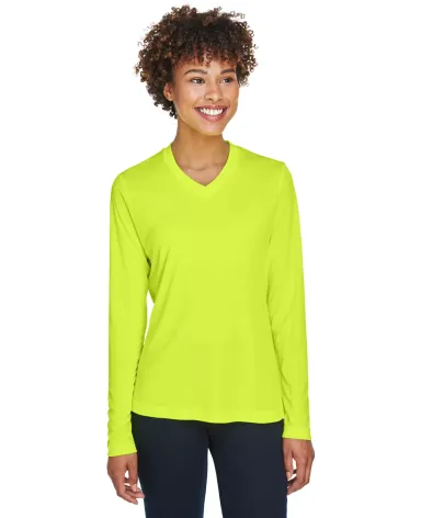 Core 365 TT11WL Ladies' Zone Performance Long-Slee SAFETY YELLOW front view