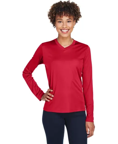 Core 365 TT11WL Ladies' Zone Performance Long-Slee SPORT RED front view