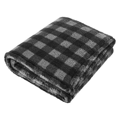 J America 8449 Adult Epic Sherpa Blanket BLK/ CHAR BUFLO front view