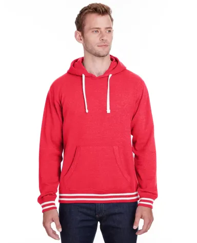 J America 8649 Adult Relay Hooded Sweatshirt RED front view