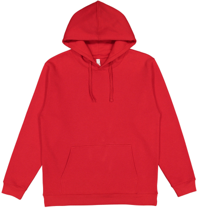 LA T 201Z Adult Pullover Fleece Hoodie in Red front view