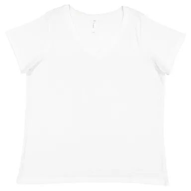 LA T 3817 Ladies' Curvy V-Neck Fine Jersey T-Shirt BLENDED WHITE front view