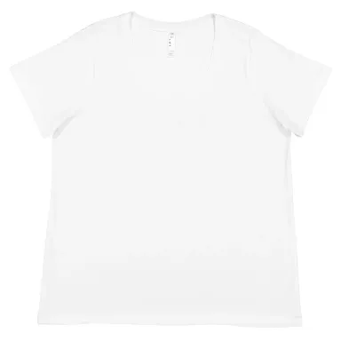 LA T 3816 Ladies' Curvy Fine Jersey T-Shirt BLENDED WHITE front view