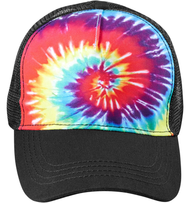 Tie-Dye CD9200 Adult Trucker Hat in Reactive rainbow front view