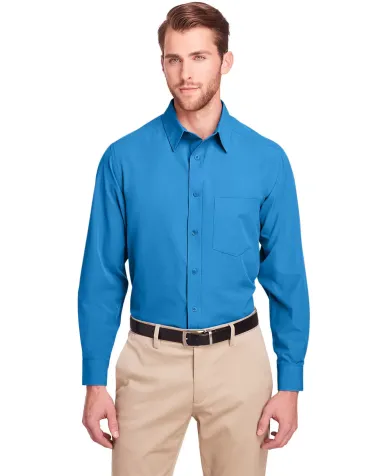 UltraClub UC500 Men's Bradley Performance Woven Sh PACIFIC BLUE front view