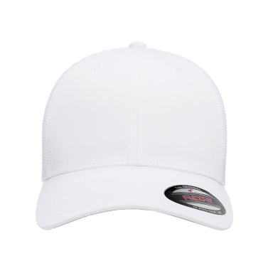 Yupoong-Flex Fit 6511 Adult 6-Panel Trucker Cap in White front view