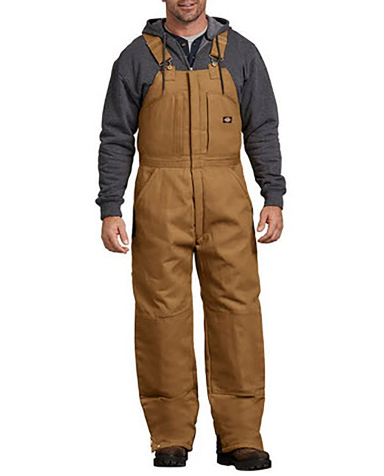 Dickies TB839 Unisex Duck Insulated Bib Overall in Brown duck _2xl front view