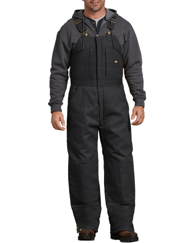 Dickies TB839 Unisex Duck Insulated Bib Overall in Black _2xl front view