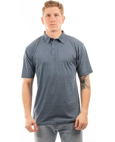 Burnside Clothing 0800 Men's Fader Jersey Polo in Heather navy front view