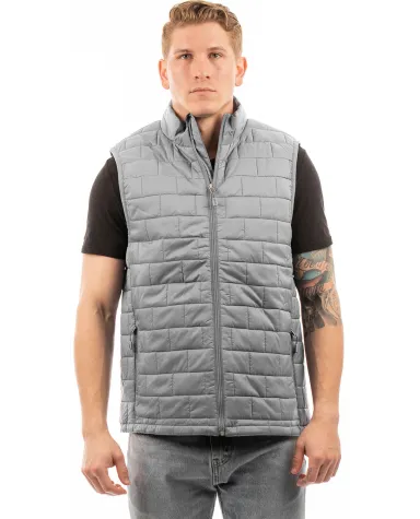 Burnside Clothing 8703 Adult Box Quilted Puffer Ve in Steel front view